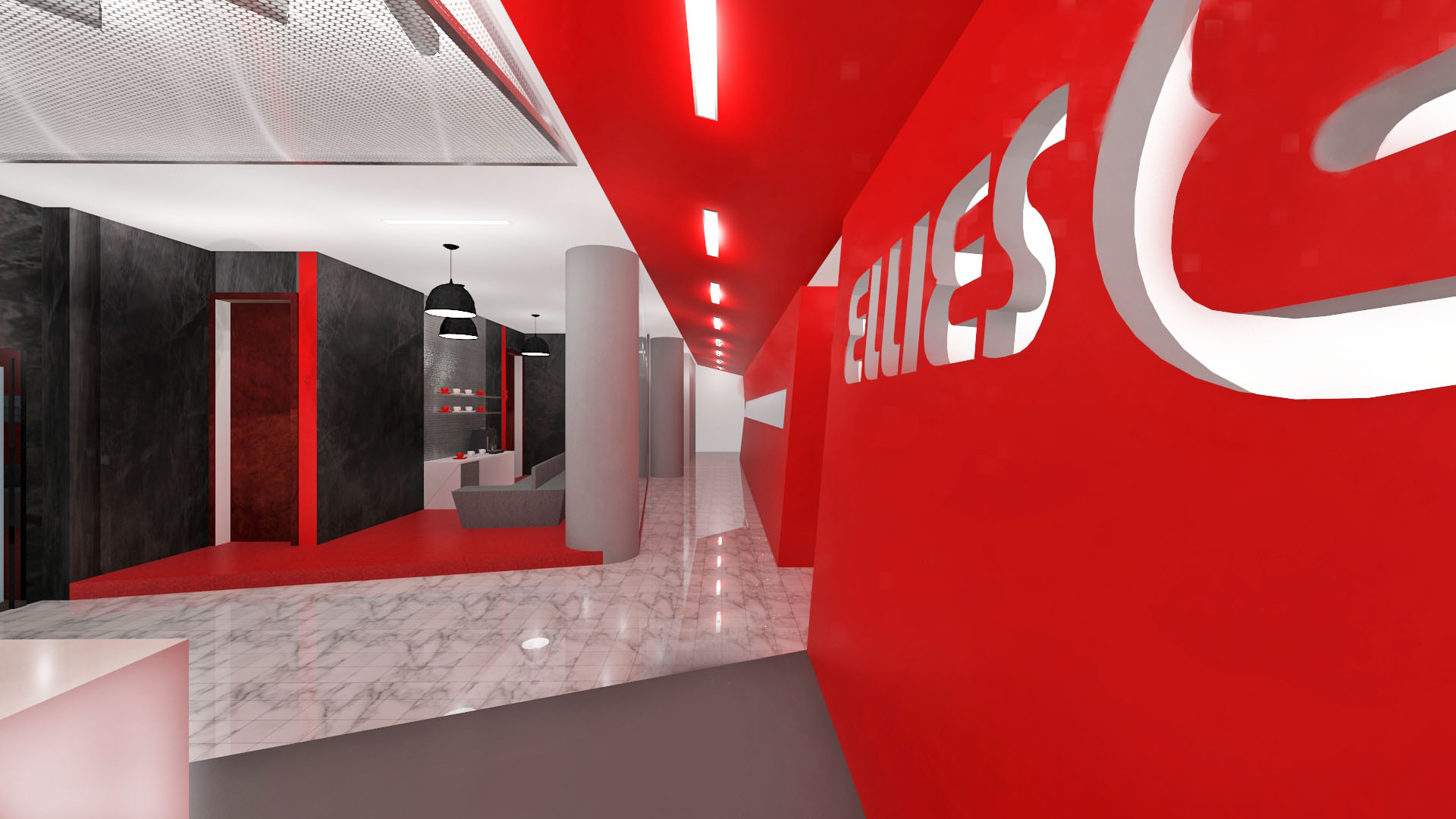 Ellies reception interior showing coordinated finishes and joinery