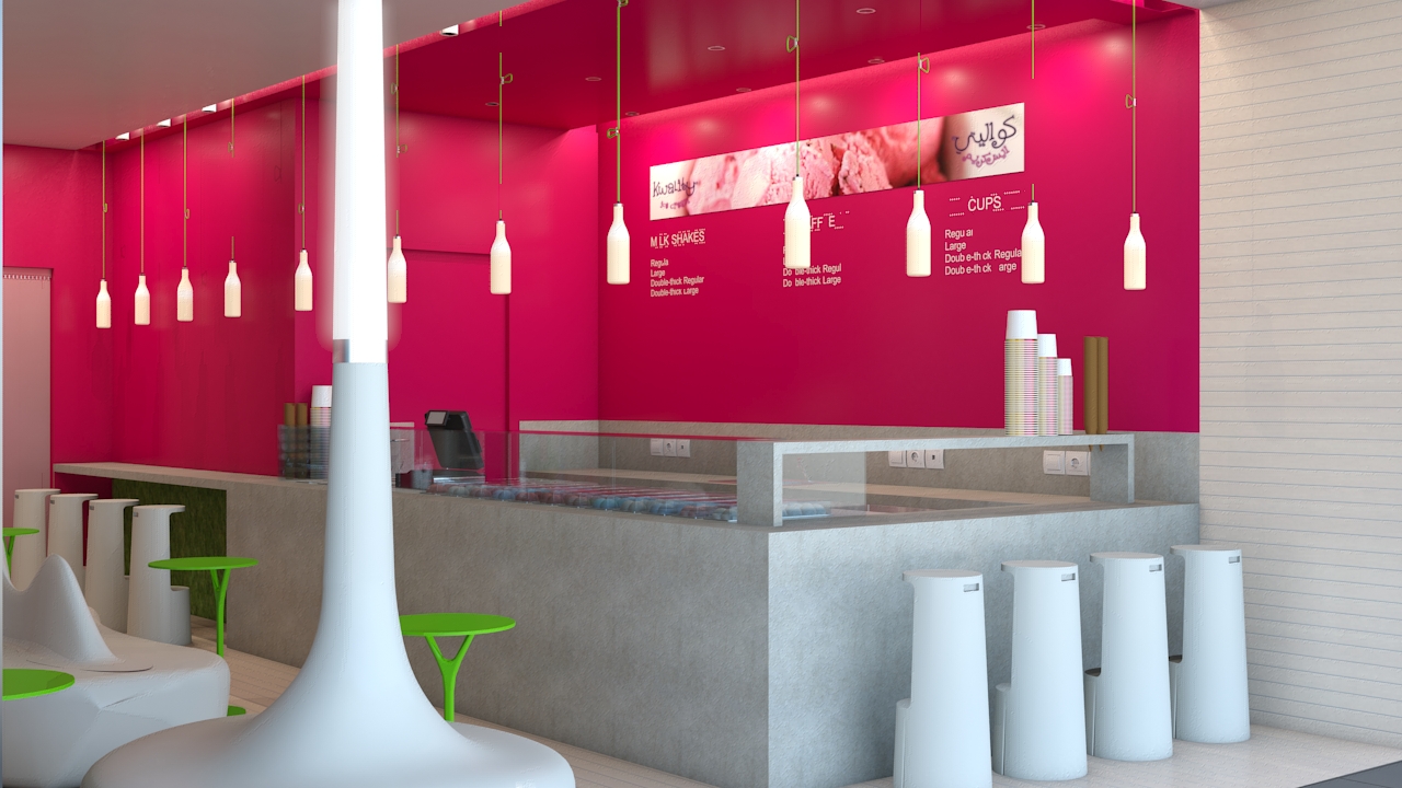 Detailed Kwality Ice Cream commercial interior designed by Brand DNA