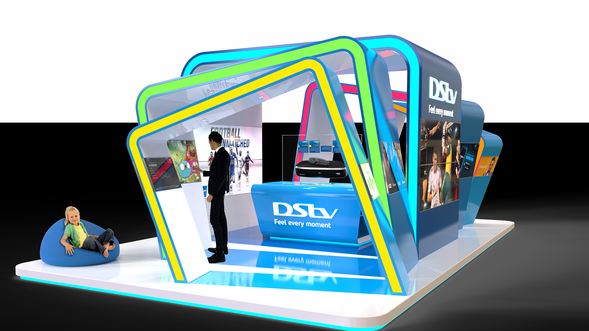MultiChoice customer service kiosk designed by Brand DNA