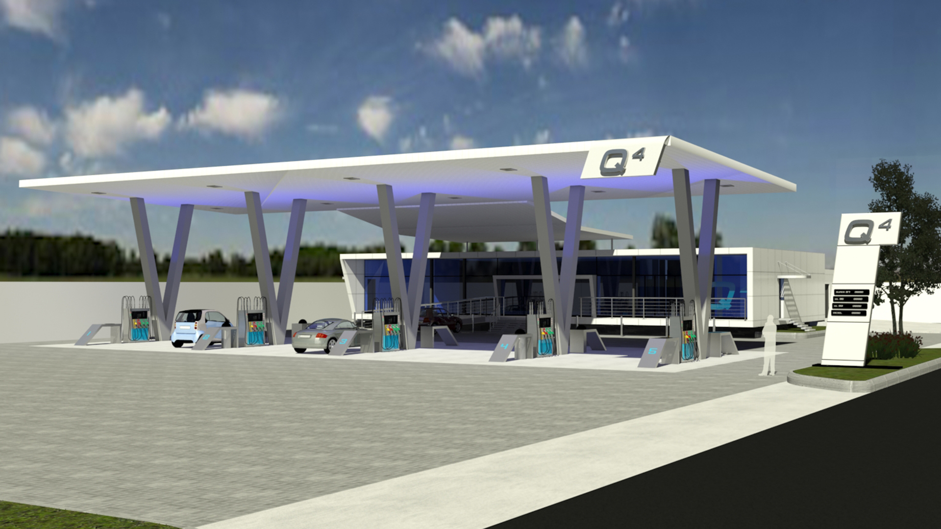 Q4 fuel station canopy and forecourt design